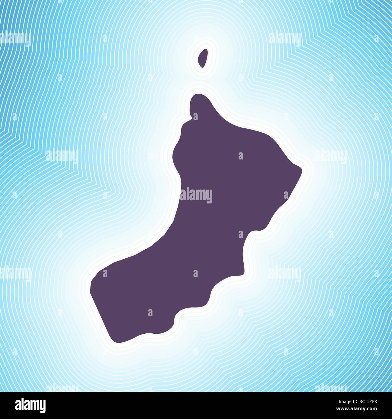 Icona mappa Oman. Forma del paese su sfondo sfumato a righe radianti. Poster vibrante dell'Oman. Eccezionale illustrazione vettoriale. Illustrazione Vettoriale