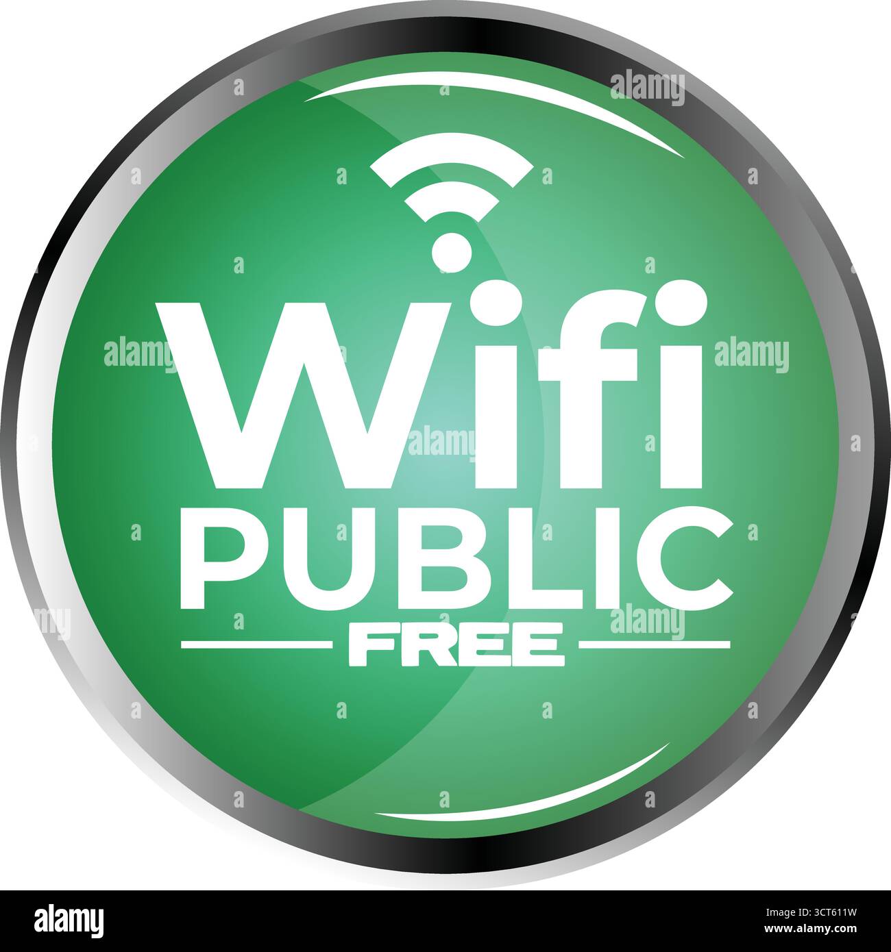 Icona WiFi pubblico piatto verde – simbolo Internet wireless minimo per i concetti di rete e connettività Illustrazione Vettoriale