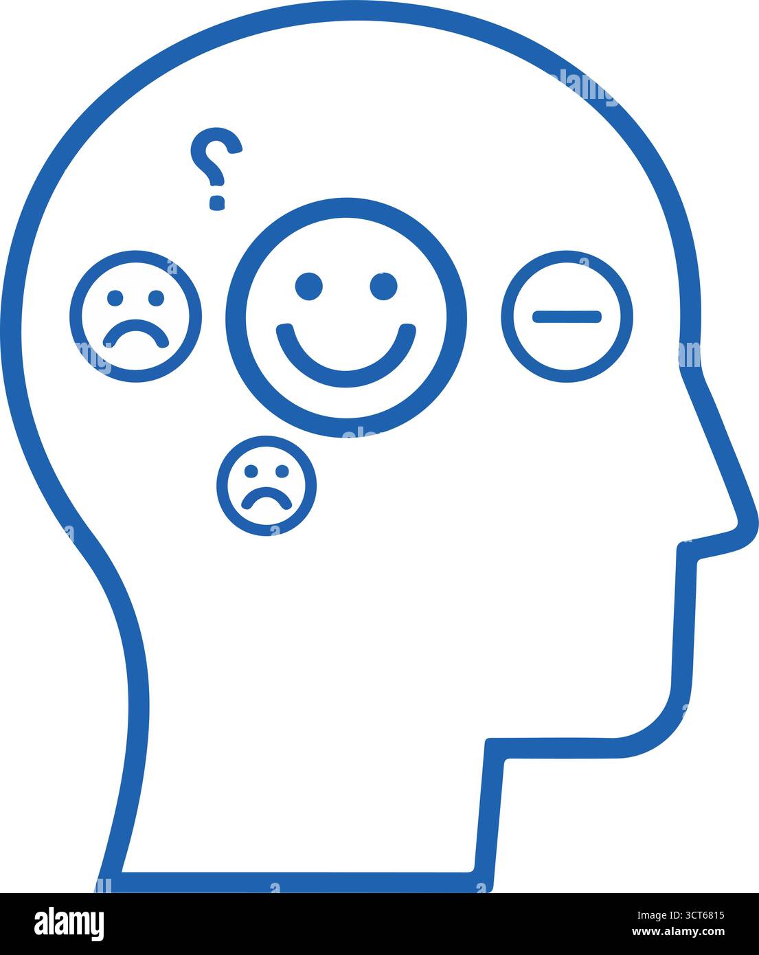 Salute mentale Emotions Vector - Angry, triste & felice sentimenti per il concetto di pensiero positivo Illustrazione Vettoriale