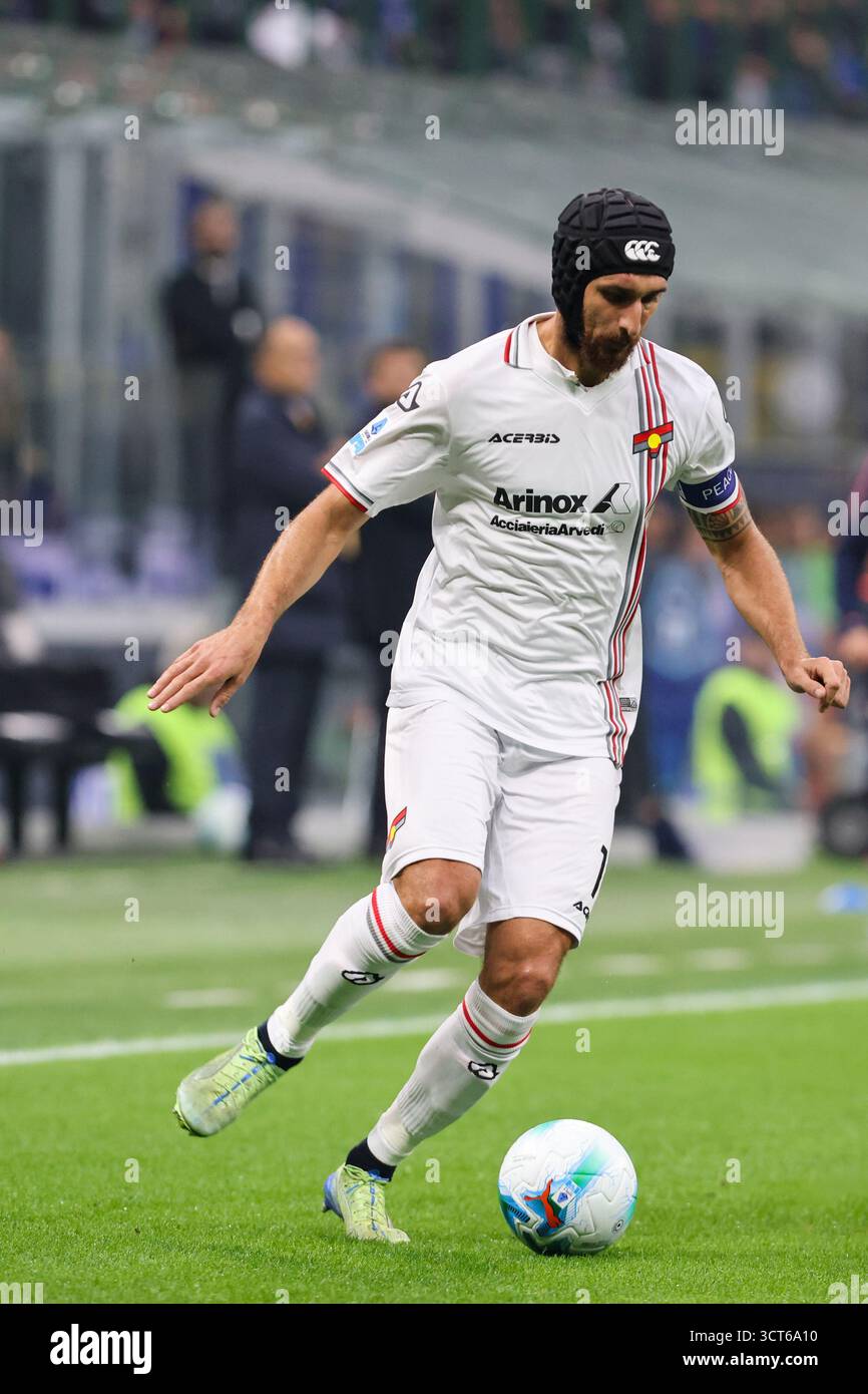 Milano, Italia. 4 ottobre 2025. Milano' durante Matteo Bianchetti Cremonese, la partita di calcio di serie A tra Inter e Cremonese allo stadio Giuseppe Meazza di Milano, nord Italia 4 ottobre 2025 Sport - calcio. (Foto di Antonio Saia) credito: Christian Santi/Alamy Live News Foto Stock