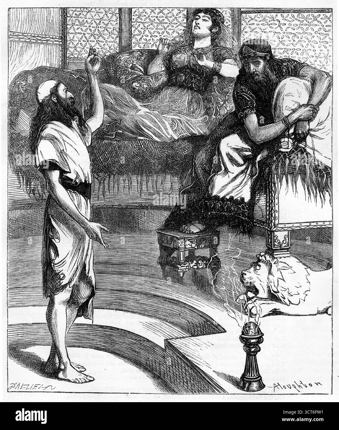 Incisione di Giovanni Battista dicendo a Erode che non è lecito per lui aver preso in matrimonio la moglie di suo fratello - l'evento che ha portato alla sua morte Foto Stock