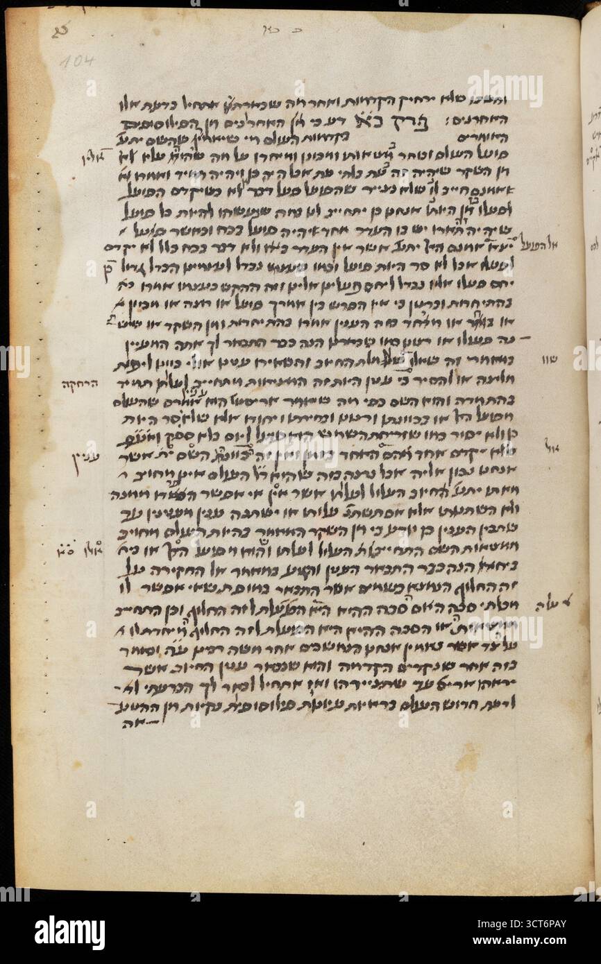 Pagina da una copia ashkenazita del XIV e XV secolo del Sefer Moreh Nevukhim (Guida ai Perplessi) di Moses Maimonide, la traduzione ebraica dell'opera fatta nel 1204 da Samuel ben Judah Ibn Tibbon (1150-1230). Foto Stock