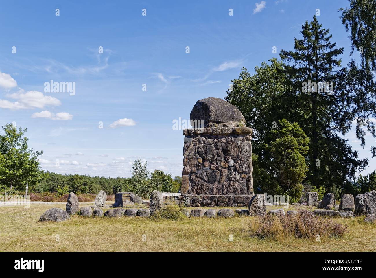 Hermann Loens Denkmal am Wietzer Berg a der Lueneburger Heide. Suedheide, Niedersachsen, Deutschland Foto Stock