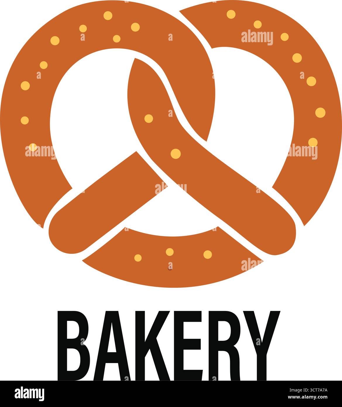 Un logo di pretzel salato, uno spuntino classico, ideale per un panificio, un marchio di snack o attività legate al cibo Illustrazione Vettoriale