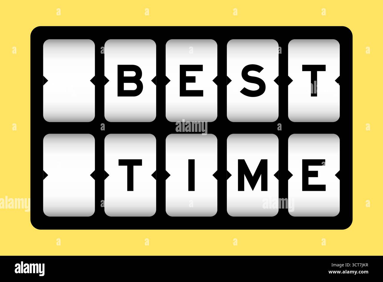 Colore nero nella parola migliore ora su banner slot con sfondo giallo Illustrazione Vettoriale