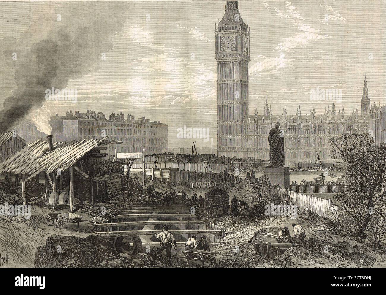 Metropolitan Railway Works, Westminster, 1869, costruzione della Metropolitan District Railway (MDR) Foto Stock