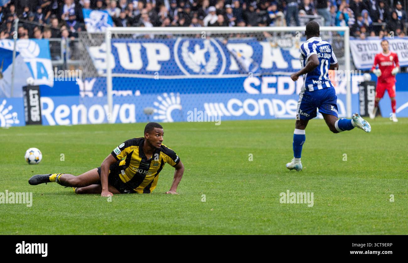 Gothenburg, Svezia. 5 ottobre 2025. Momento nella prima metà del match tra IFK Gothenburg e Hammarby IF in Allsvenskan a Gamla Ullevi. Crediti: Per Ljung/Alamy Live News Foto Stock