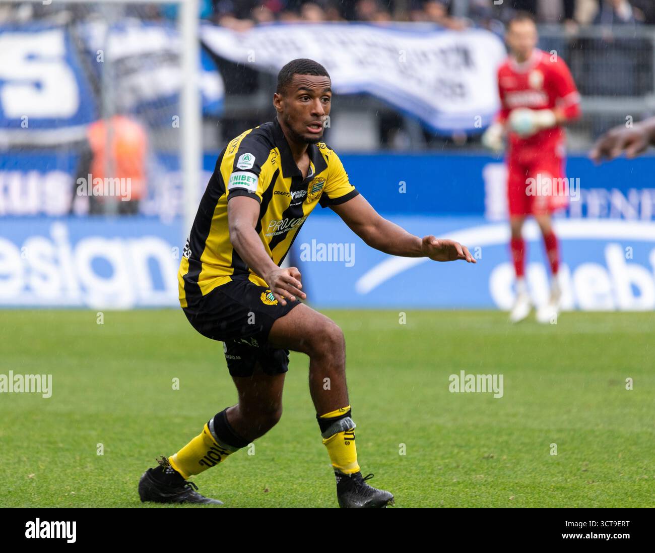 Gothenburg, Svezia. 5 ottobre 2025. Momento nella prima metà del match tra IFK Gothenburg e Hammarby IF in Allsvenskan a Gamla Ullevi. Crediti: Per Ljung/Alamy Live News Foto Stock