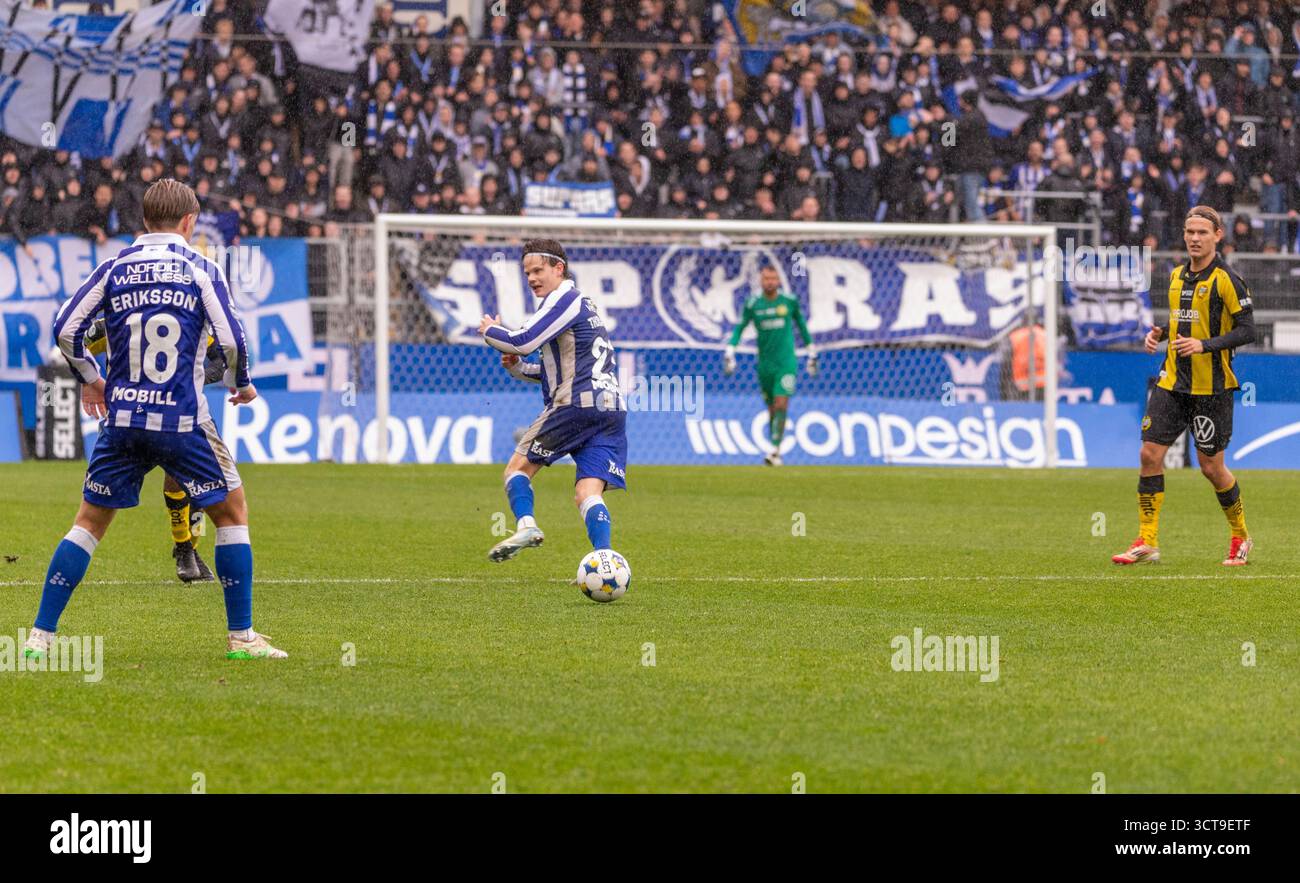 Gothenburg, Svezia. 5 ottobre 2025. Momento nel secondo tempo della partita tra IFK Gothenburg e Hammarby IF in Allsvenskan a Gamla Ullevi. Crediti: Per Ljung/Alamy Live News Foto Stock