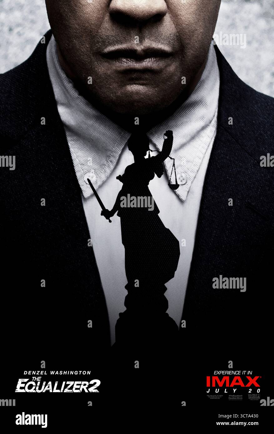 The Equalizer 2 (2018) diretto da Antoine Fuqua e interpretato da Denzel Washington, Pedro Pascal e Ashton Sanders. L'agente governativo in pensione Robert McCall cerca giustizia e vendetta quando il suo più caro amico viene ucciso, affrontando ex alleati diventati avversari mortali. SOLO PER L'USO EDITORIALE del poster STATUNITENSE. Credito: BFA / Sony Pictures Foto Stock