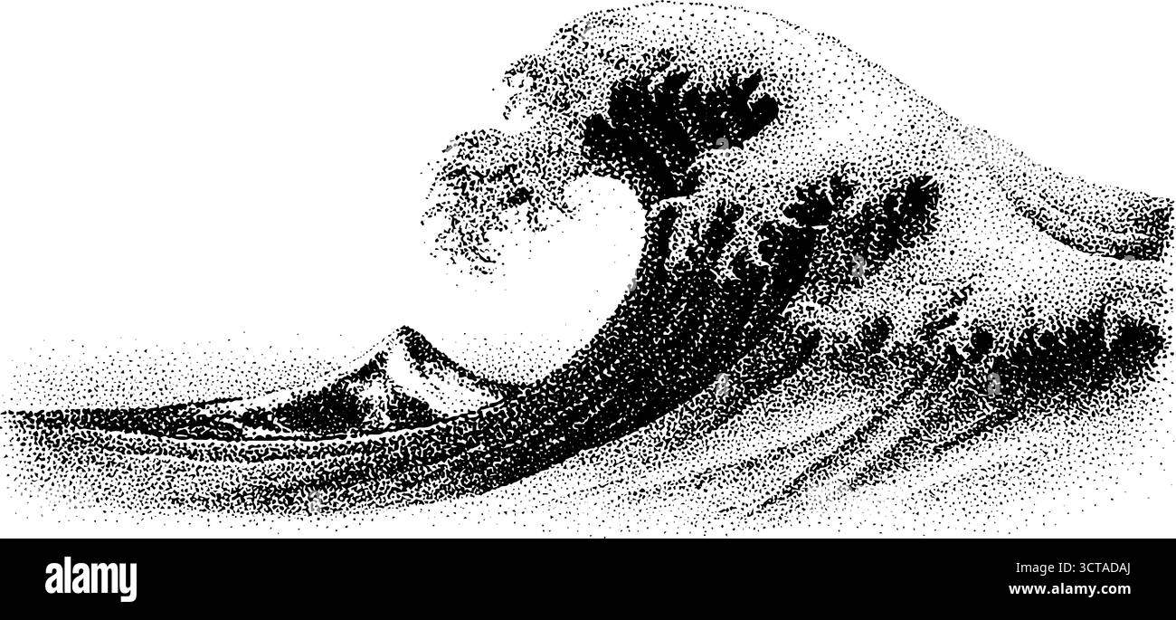 Le onde binarie punteggiano il design per stampe d'arte e poster. Illustrazione Vettoriale