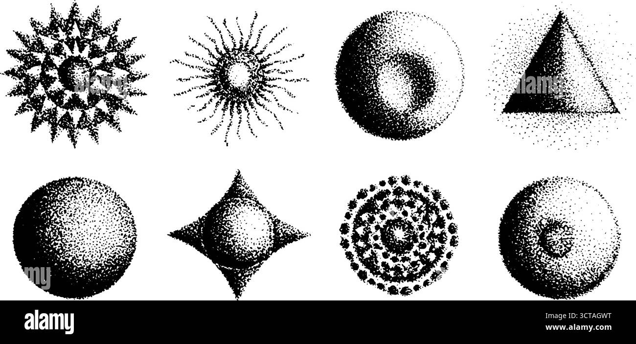 Intricati mandalas tratteggiate e forme geometriche per progetti creativi. Illustrazione Vettoriale