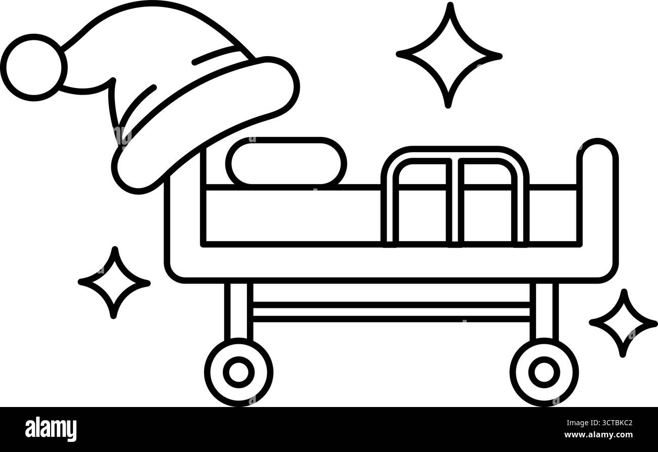 Un letto con un cappello. Il letto è decorato con una stella Illustrazione Vettoriale