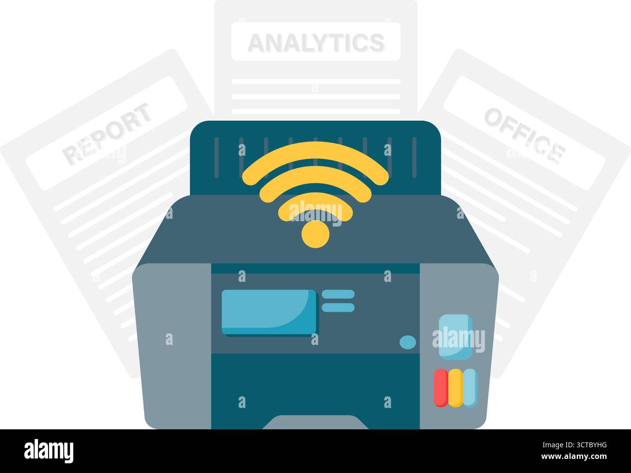 dispositivo di stampa con tecnologia wifi Illustrazione Vettoriale