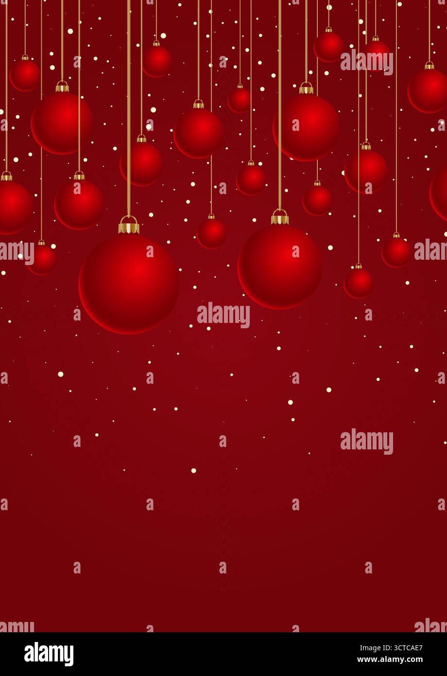 Sfondo natalizio decorativo con baule rosse appese Illustrazione Vettoriale