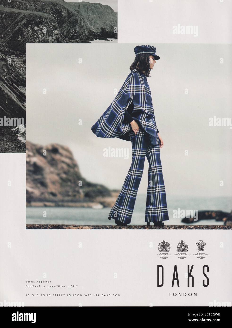 Poster pubblicitario Daks casa di moda su rivista cartacea da 2017 anni, pubblicità, pubblicità creativa anni '2010 Foto Stock