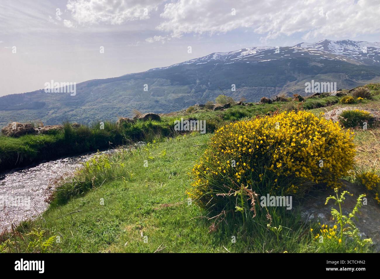 Sentiero escursionistico per il picco Mulhacen in primavera nel Parco Nazionale della Sierra Nevada, in Spagna - Immagine stock catturata con smartphone