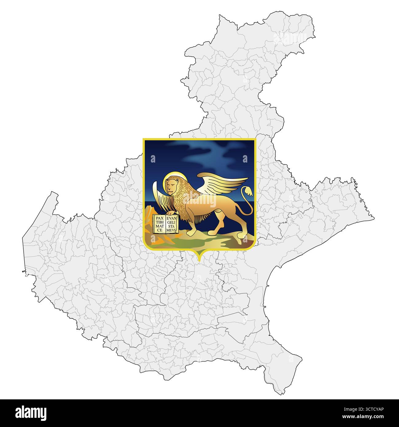 Stemma e mappa regionale Veneto, Italia, illustrazione vettoriale Illustrazione Vettoriale