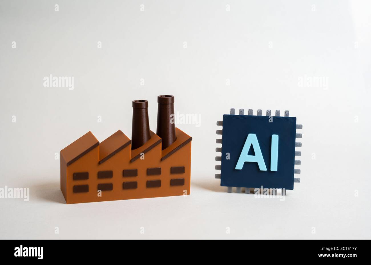 Implementare tecnologie di intelligenza artificiale nel settore. Migliorare la produttività della produzione con nuove soluzioni tecnologiche. Concetto di automazione, trasformazione digitale Foto Stock