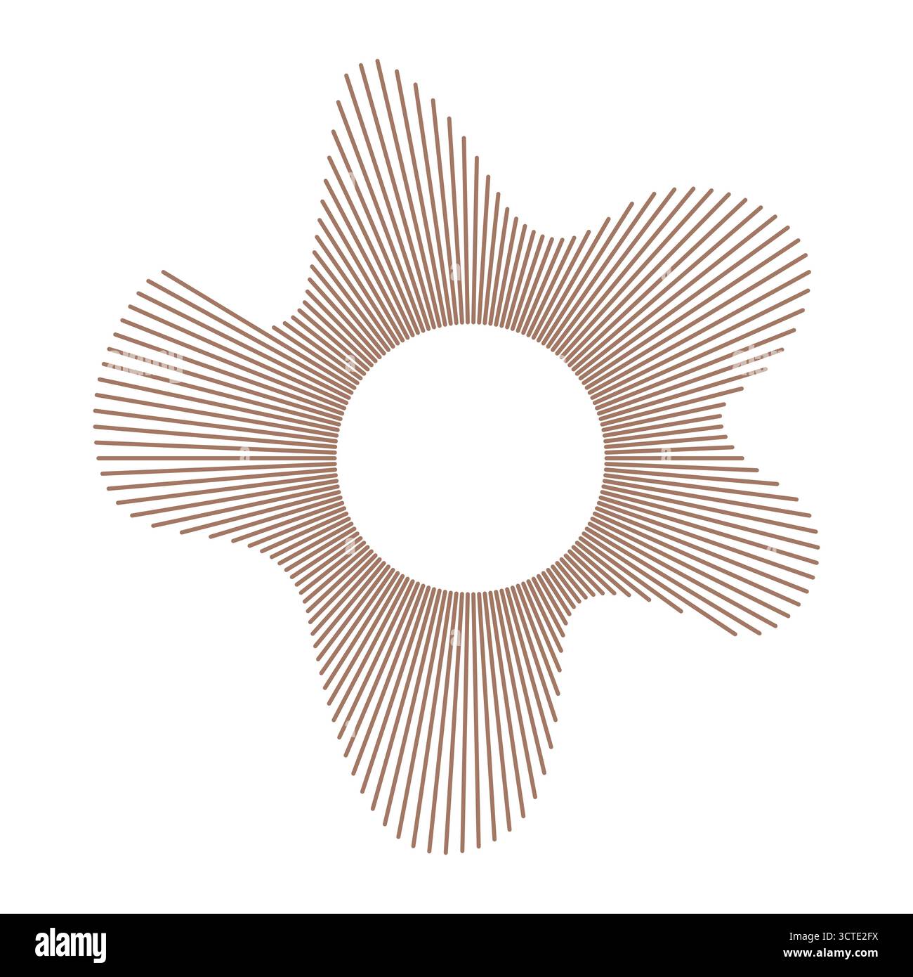 Linee circolari sonore. Logotipo equalizzatore. Onde circolari. Spettro radiale. Suoneria. Struttura radiale ondulata, elemento di design. Raggi radiali. Illustrazione Illustrazione Vettoriale