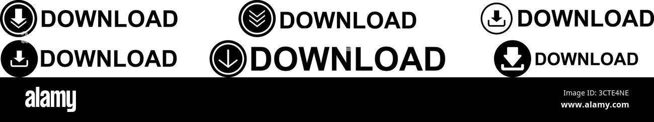 Icone di download per l'uso di Web, App e interfaccia digitale Illustrazione Vettoriale
