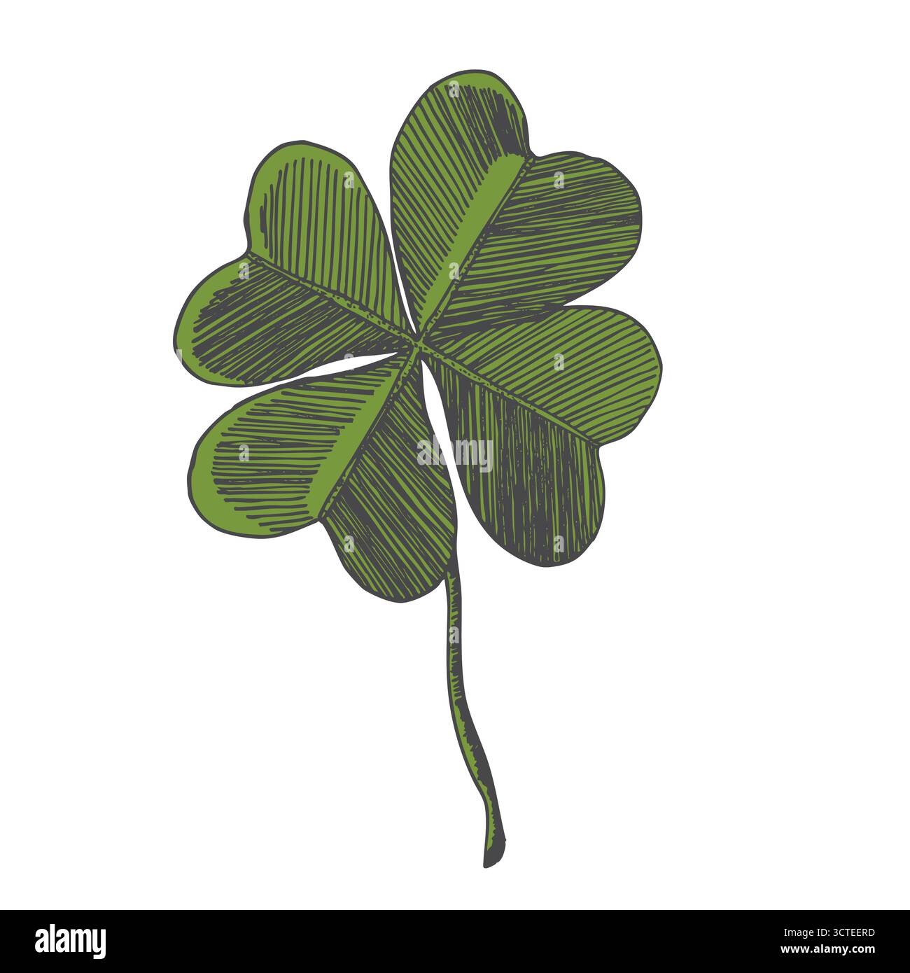 Clover lascia lo schizzo. Icone decorative a foglia di sceleton. Illustrazione vettoriale disegnata a mano. Stile art minimalista. Elementi del giorno di San Patrizio Illustrazione Vettoriale