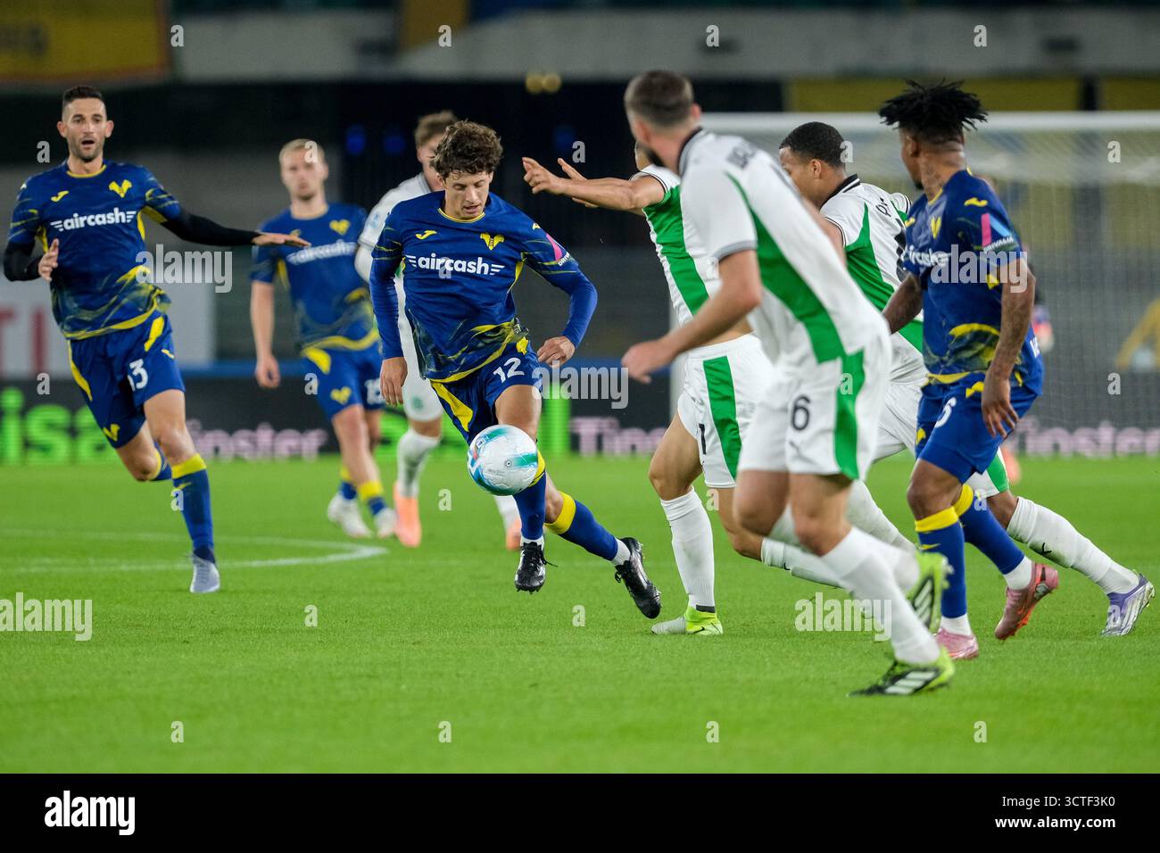Domagoj Bradaric dell'Hellas Verona FC durante la partita di calcio tra Hellas Verona FC e US Sassuolo, MD6 dei campioni italiani di serie A Enilive Foto Stock