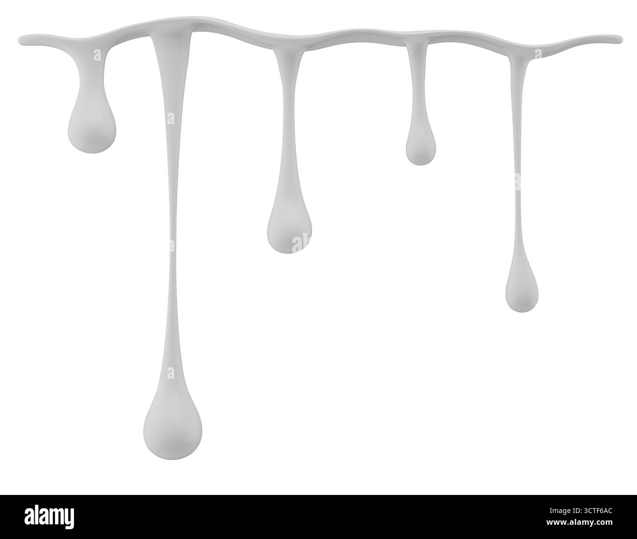 gocciolamento di acqua blu isolato su sfondo bianco. rendering 3d. Foto Stock