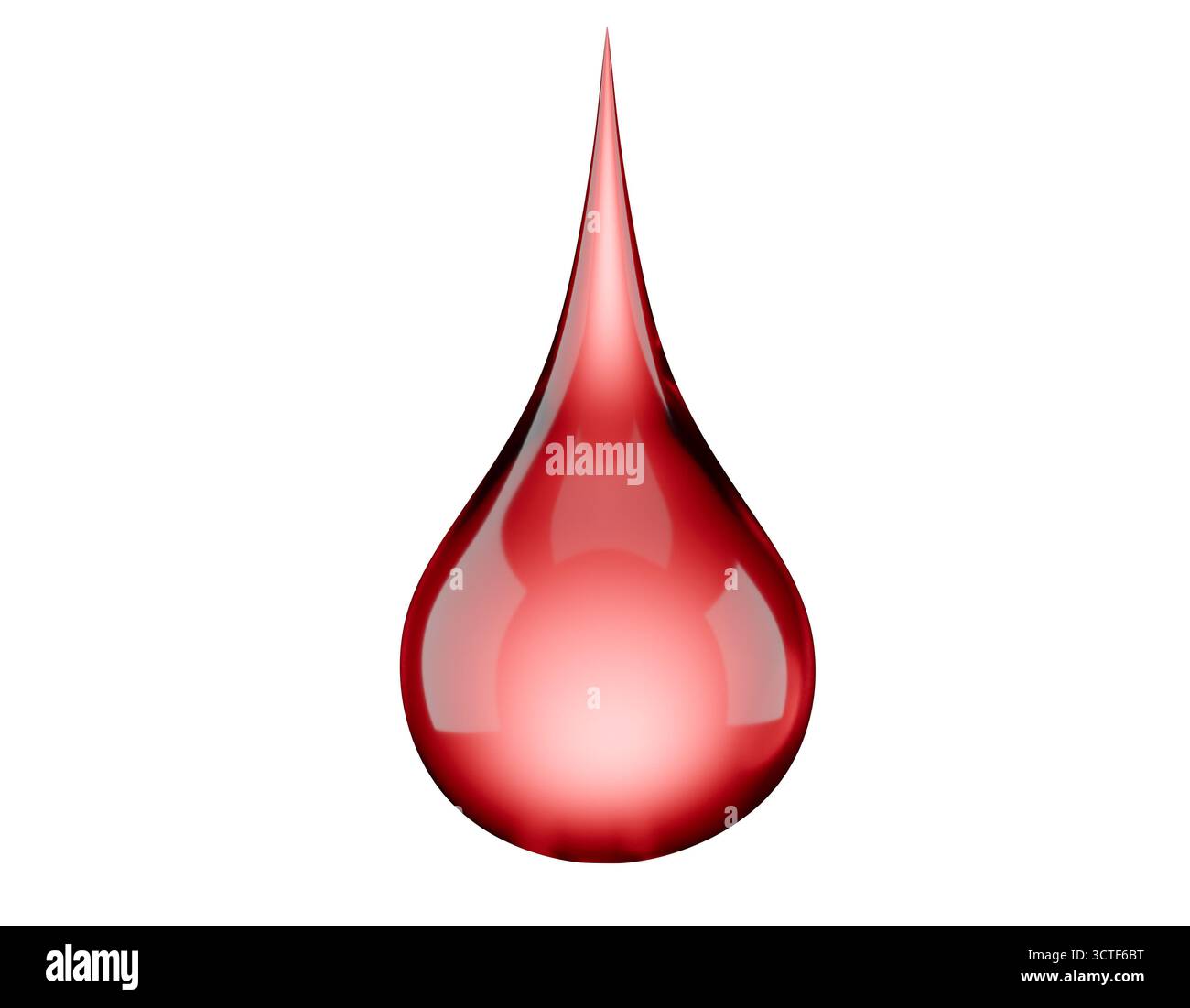 goccia rossa isolata su sfondo bianco. rendering 3d. Foto Stock