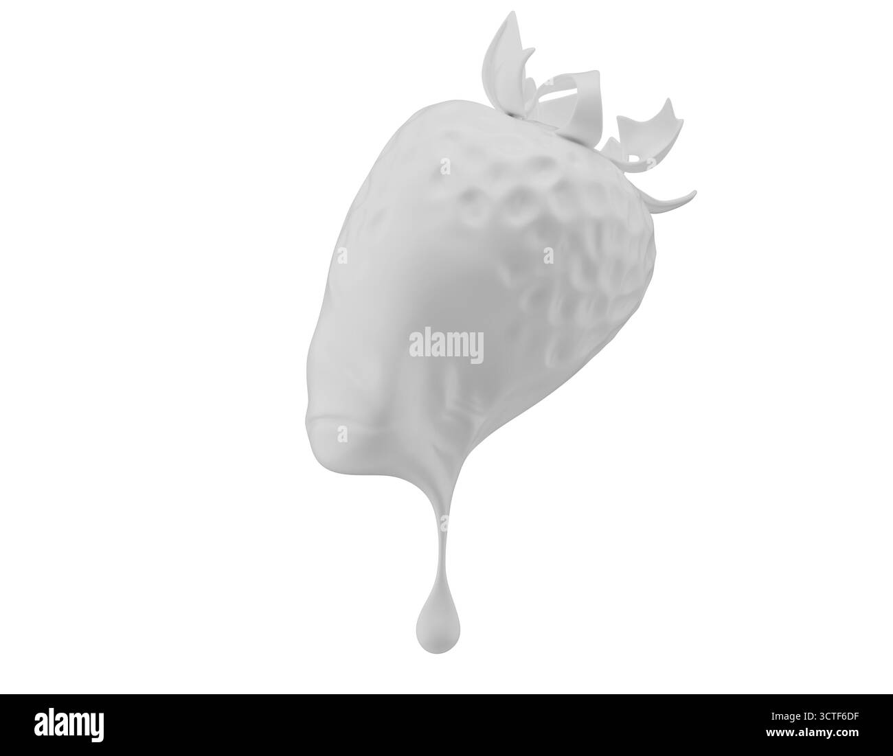 spruzzi di latte a forma di fragola isolata su sfondo bianco. rendering 3d. Foto Stock