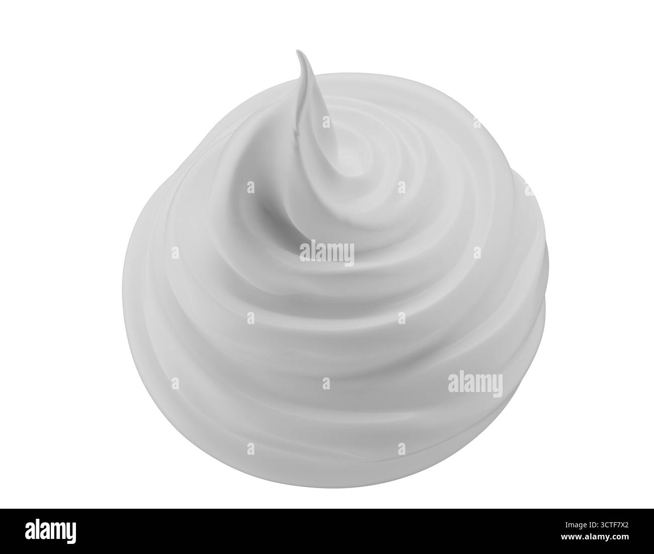 la panna di latte gira isolata su uno sfondo bianco. rendering 3d. Foto Stock