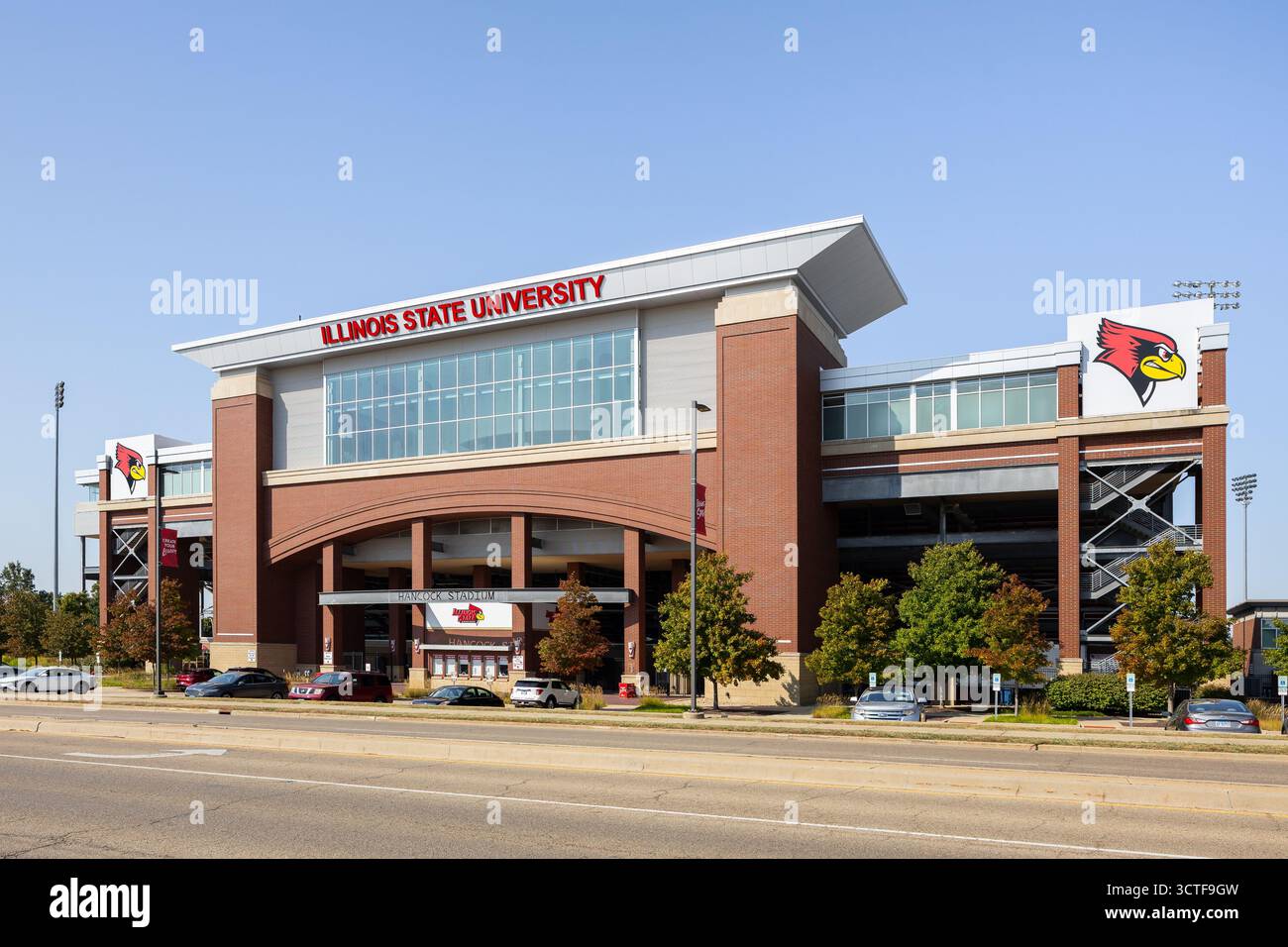 L'Hancock Stadium è sede della squadra di football dei Redbirds della Illinois State University che partecipa alla NCAA Missouri Valley Football Conference. Foto Stock