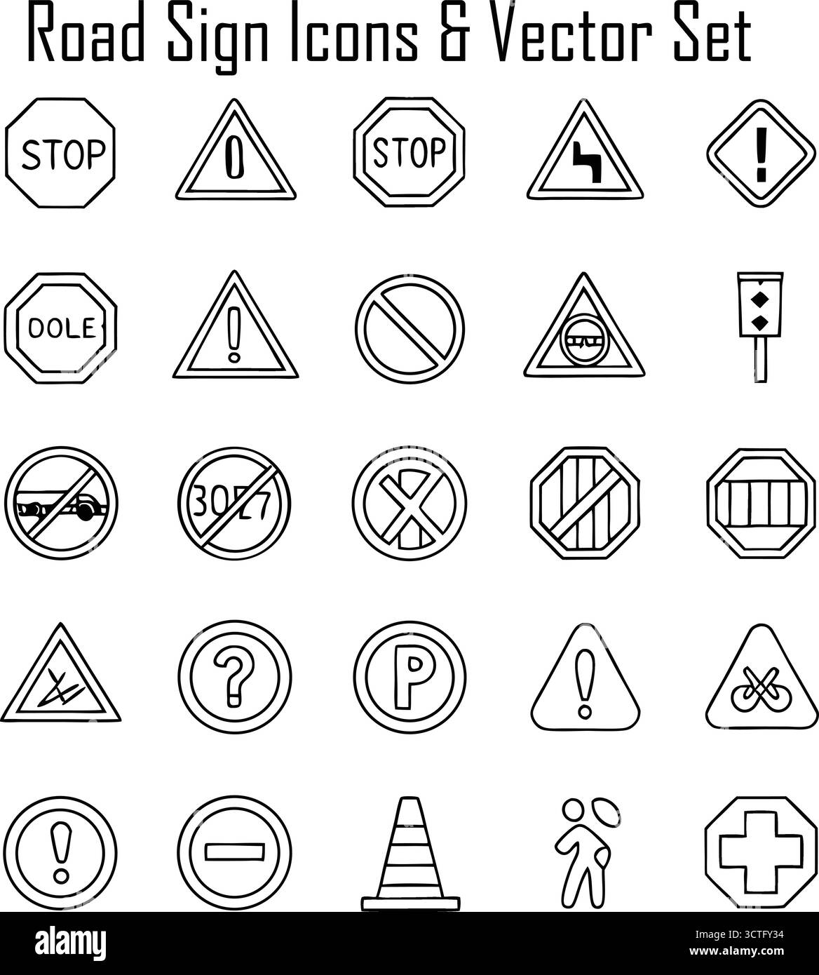 Illustrazione del vettore della segnaletica stradale – concetto di design del simbolo del traffico e della segnaletica stradale Illustrazione Vettoriale