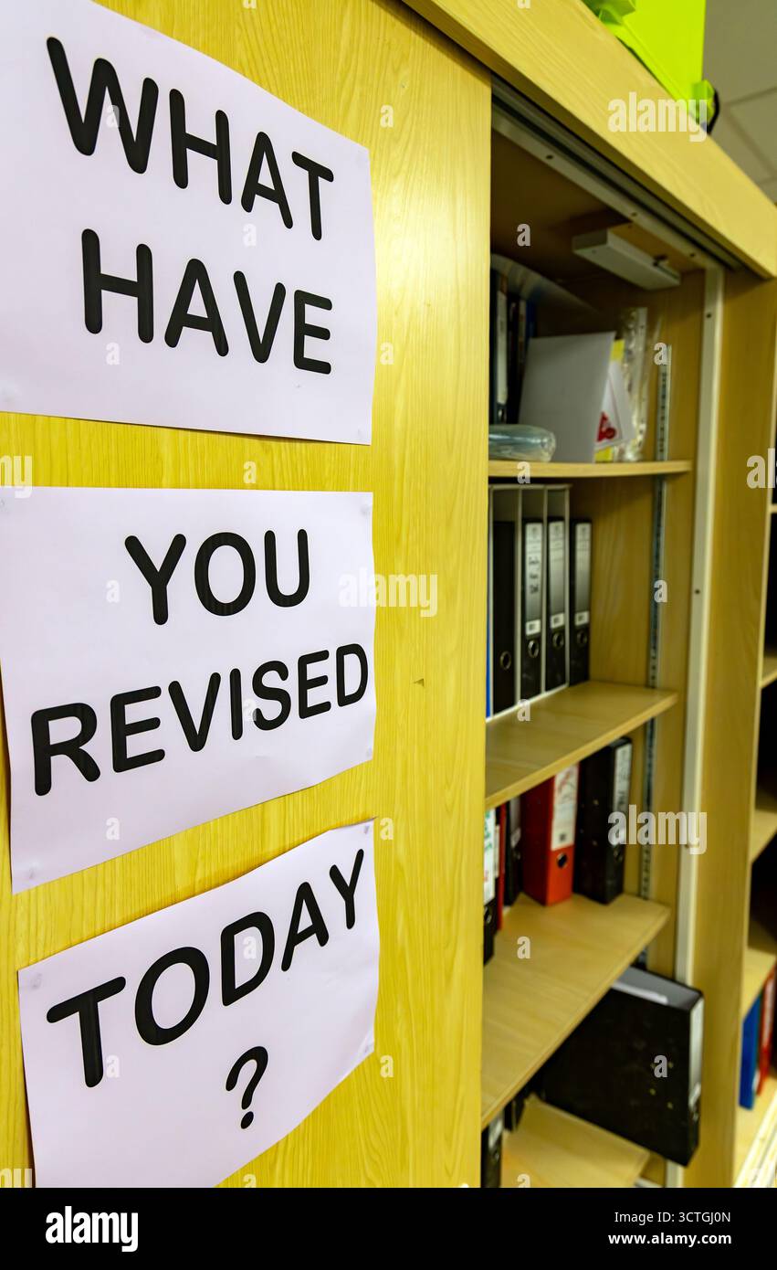 Poster di revisione in classe scolastica Foto Stock