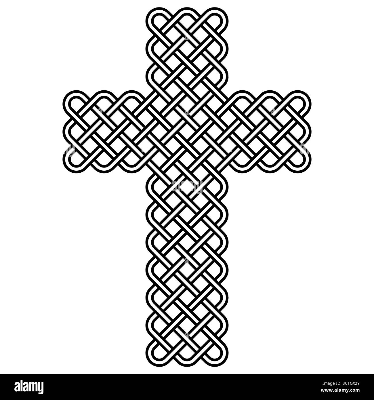 Incrocio Celtic Knot con intricato design intrecciato in bianco e nero Illustrazione Vettoriale
