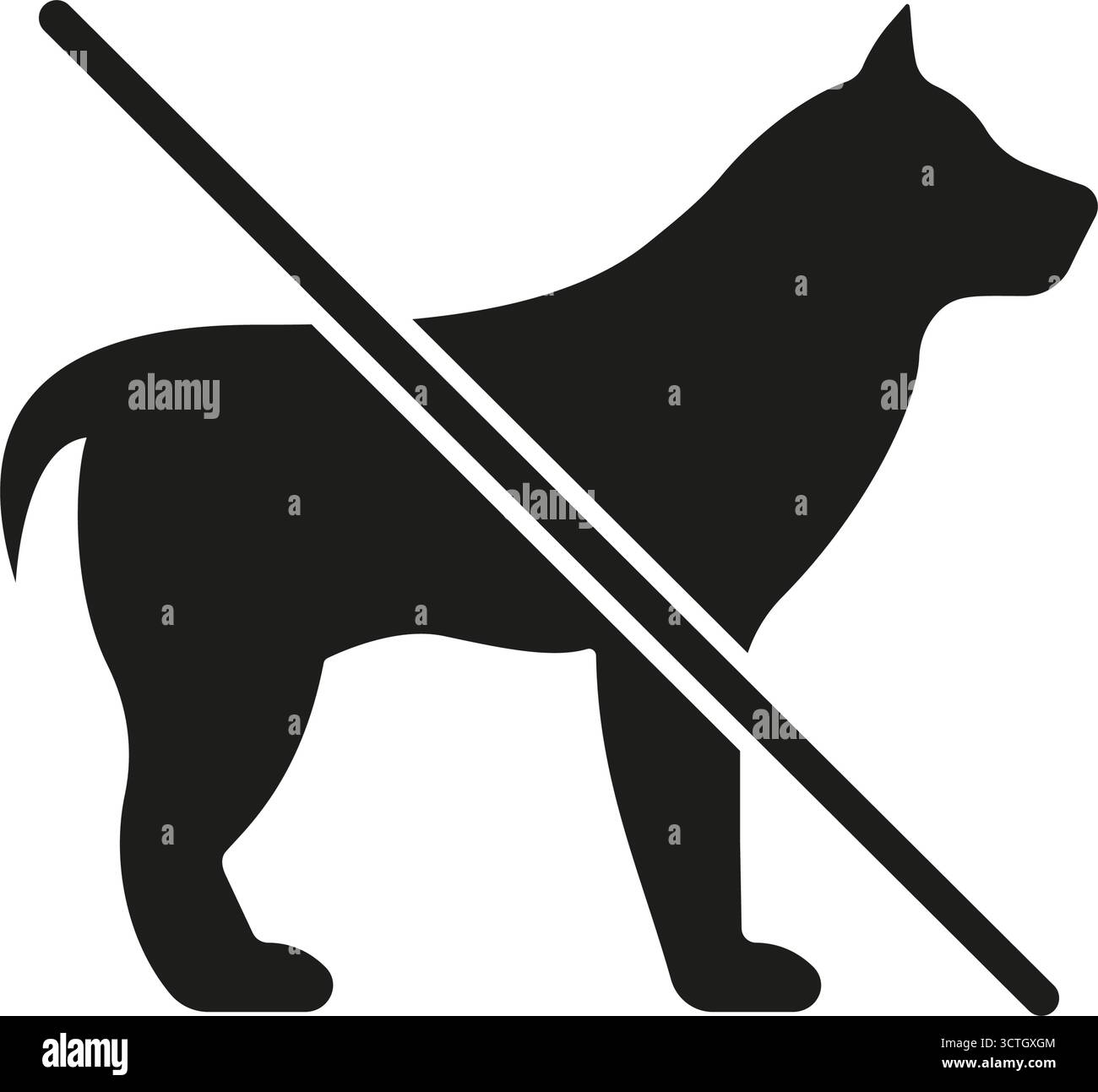 Icona solido non consentito per cani. Divieto cane, limitazione animali domestici e simbolo sagoma ingresso animali proibiti. Area pubblica, parco e struttura regolamentata Illustrazione Vettoriale