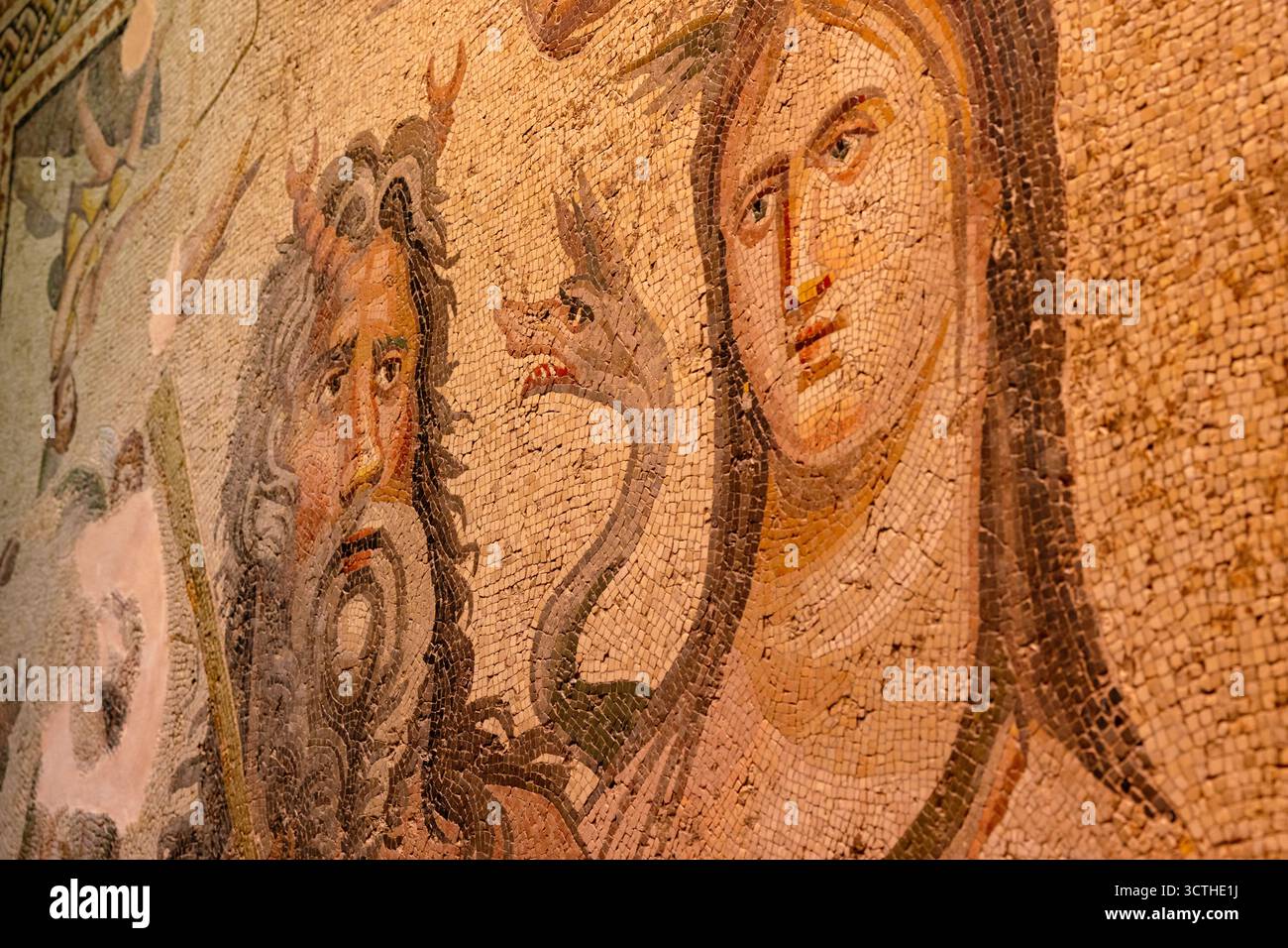 Ocean e Thetis Mosaic. Visita la foto del concept della Turchia. Museo del mosaico Zeugma. Gaziantep Turchia - 6.24.2025 Foto Stock