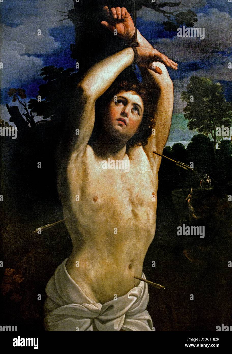 San Sebastiano (1615) Guido reni 1575 – 1642 Italia barocca italiana ( Sebastiano era un santo paleocristiano, martire, secondo la tradizione, fu ucciso, durante la persecuzione Diocleziano dei cristiani. ) Foto Stock