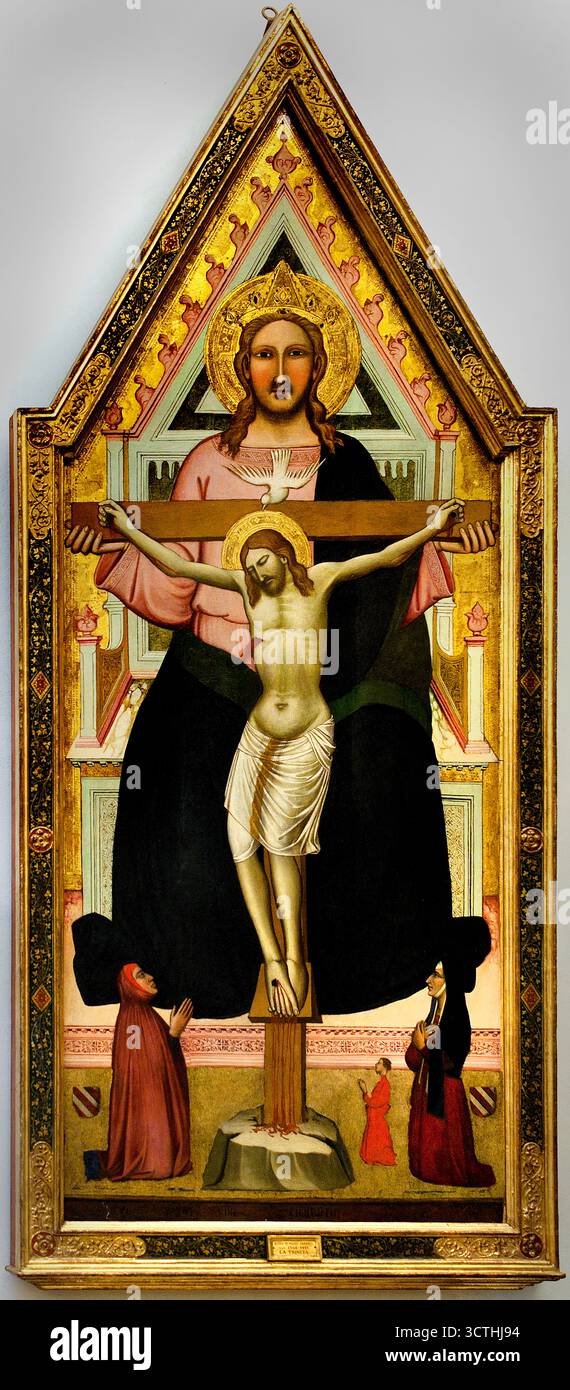 La Trinità (1400 - 1410) Niccolò di Pietro Gerini (1340-1415) Italia italiana ( Santa, Trinità, nella dottrina cristiana, l'unità di padre, figlio, Spirito Santo, tre persone in una divinità, la Trinità è considerata una delle affermazioni cristiane centrali su Dio, Pigeon. ) Foto Stock