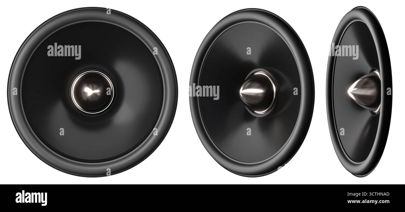 Speaker visualizzazione diversa sfondo trasparente isolato 3d. Foto Stock