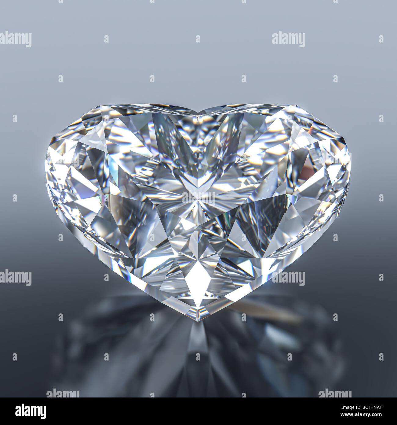 Gemma diamantata brillante a forma di cuore 3d. Foto Stock