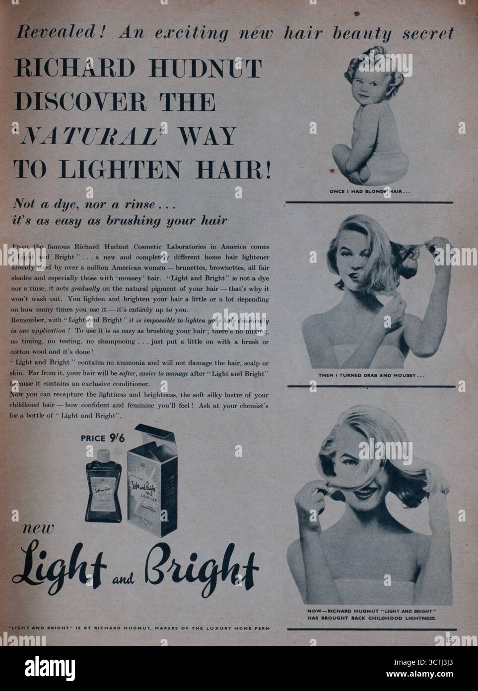 Pubblicità rivista per Light and Bright, Regno Unito. 1953 Foto Stock