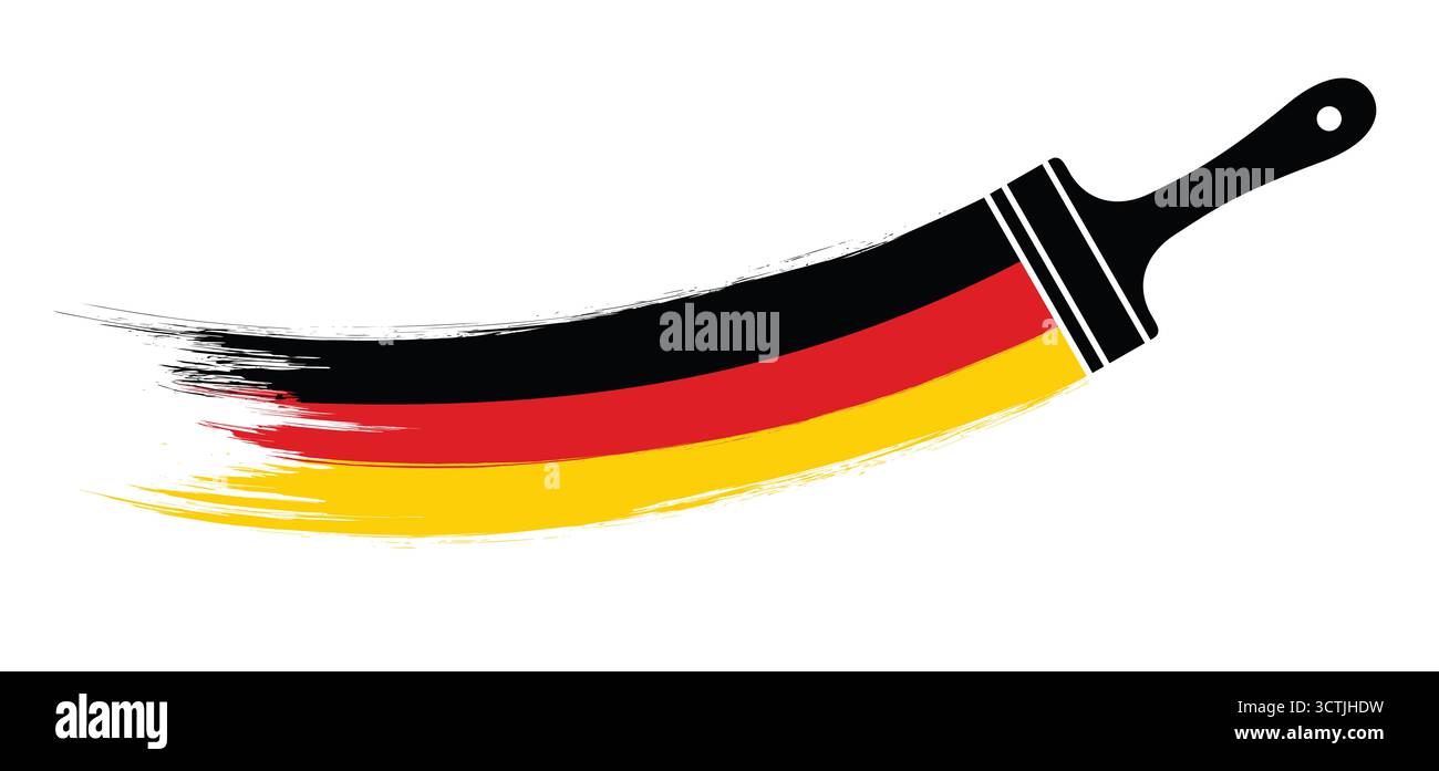 Bandiera della Germania con pennello a colori o pennelli con pennello. Flag vettoriali. Bandiera di Deutschland con pennello sagoma. Spazzola grunge S Foto Stock