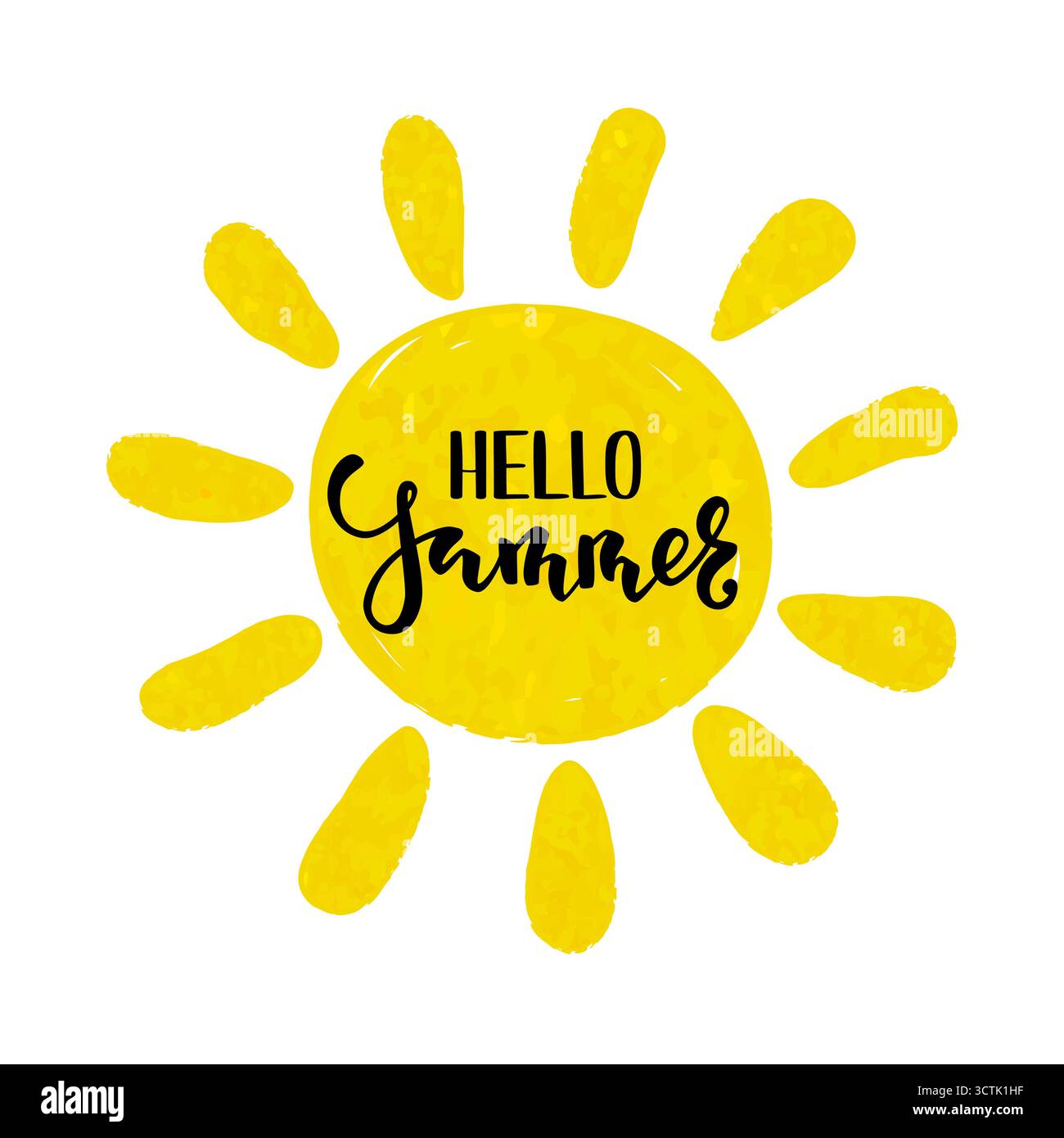 Ciao Summer. Calligrafia disegnata a mano e scrittura a pennello. Illustrazione Vettoriale