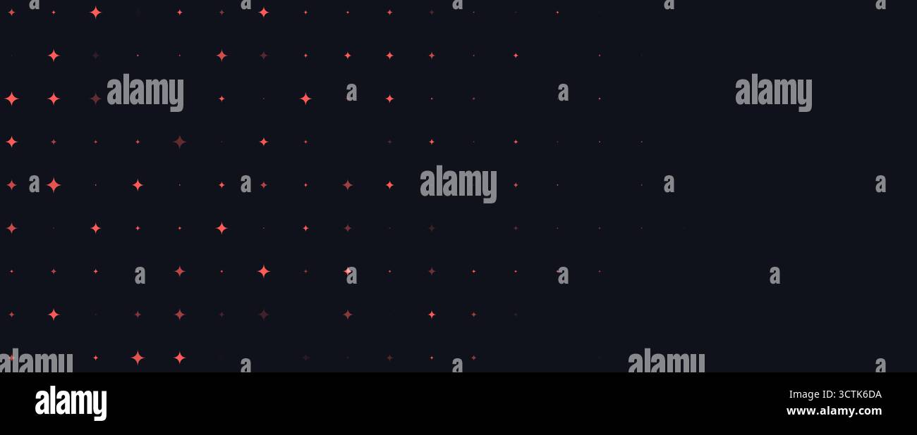 Cielo notturno con stelle di corallo scintillanti sul campo scuro, atmosfera tranquilla e sognante. Sfondo cosmico per eroe web, splash app, poster, banner, copertina sociale. Minimo Illustrazione Vettoriale