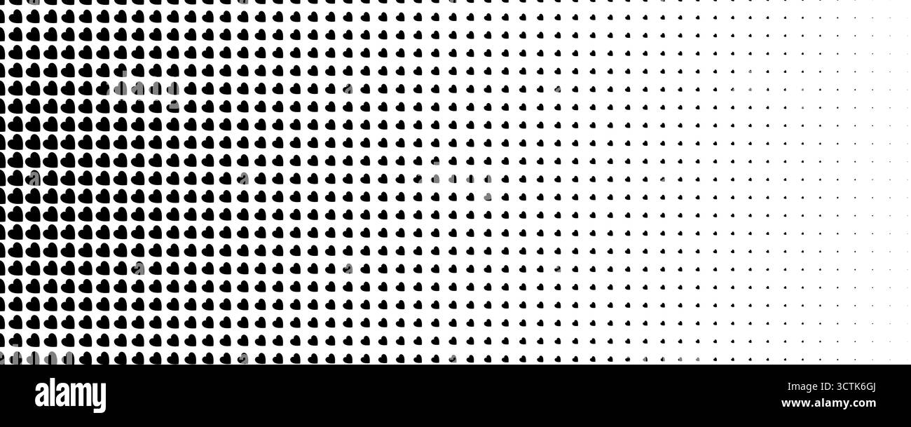 Motivo Love Heart mezzitoni, cuore nero sfumato punti su bianco, texture minimal romantica senza cuciture per carte di San Valentino, arredamento da sposa Illustrazione Vettoriale