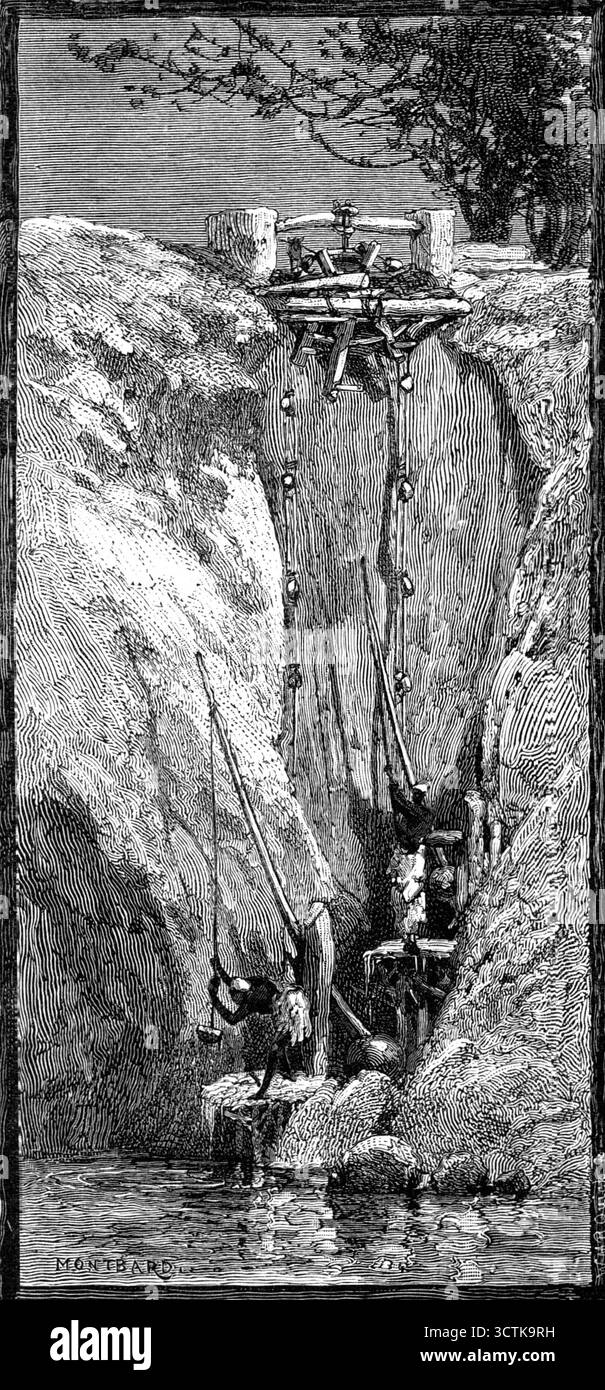 Bozzetti dell'alto Egitto: Sakieh e Shadouf - macchine per irrigazione, 1883. Da "Illustrated London News", 1883. Foto Stock