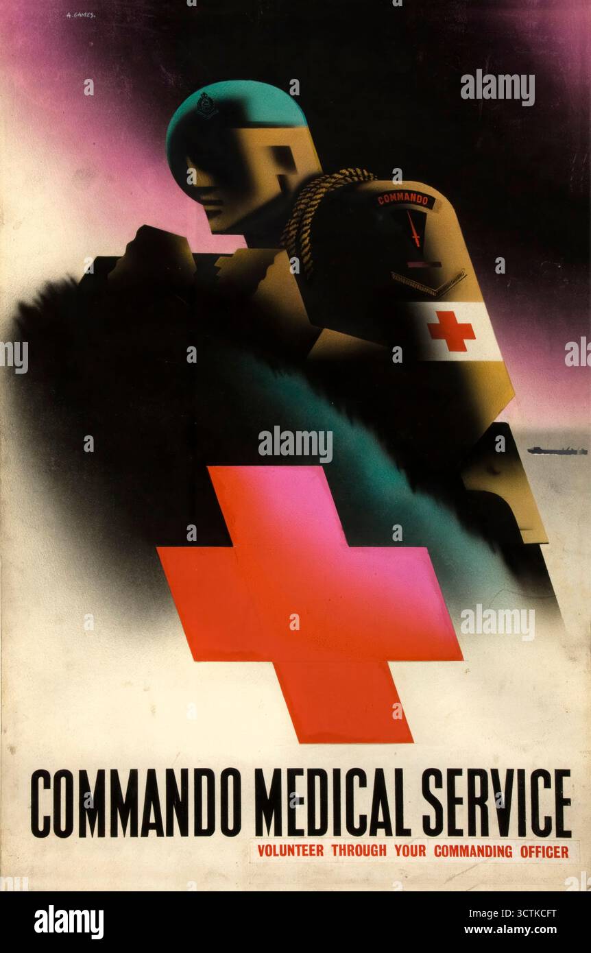 "Commando Medical Service", poster della seconda guerra mondiale, c1939-c1945. "Fate volontariato attraverso il vostro ufficiale comandante". Foto Stock