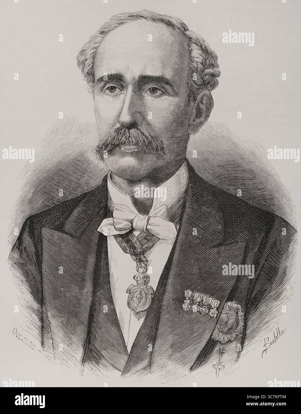 Ritratto di Leandro Alvarez Torrijos (1822-1894), giurista e politico spagnolo, sindaco Corregidor di l'Avana, Cuba (1877-1879), 1878. Da "la Ilustraci&#xf3;n Espa&#xf1;ola y americana" (illustrazione spagnola e americana), 1878. Foto Stock