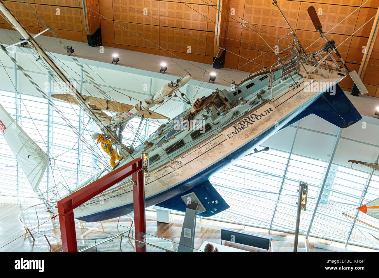 Lo yacht Parry Endeavour intorno al mondo è esposto al Western Australian Maritime Museum di Fremantle nella regione SW dell'Australia Occidentale WA Foto Stock